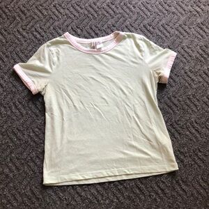 Divided Pastel Green and White Short Sleeve Tee